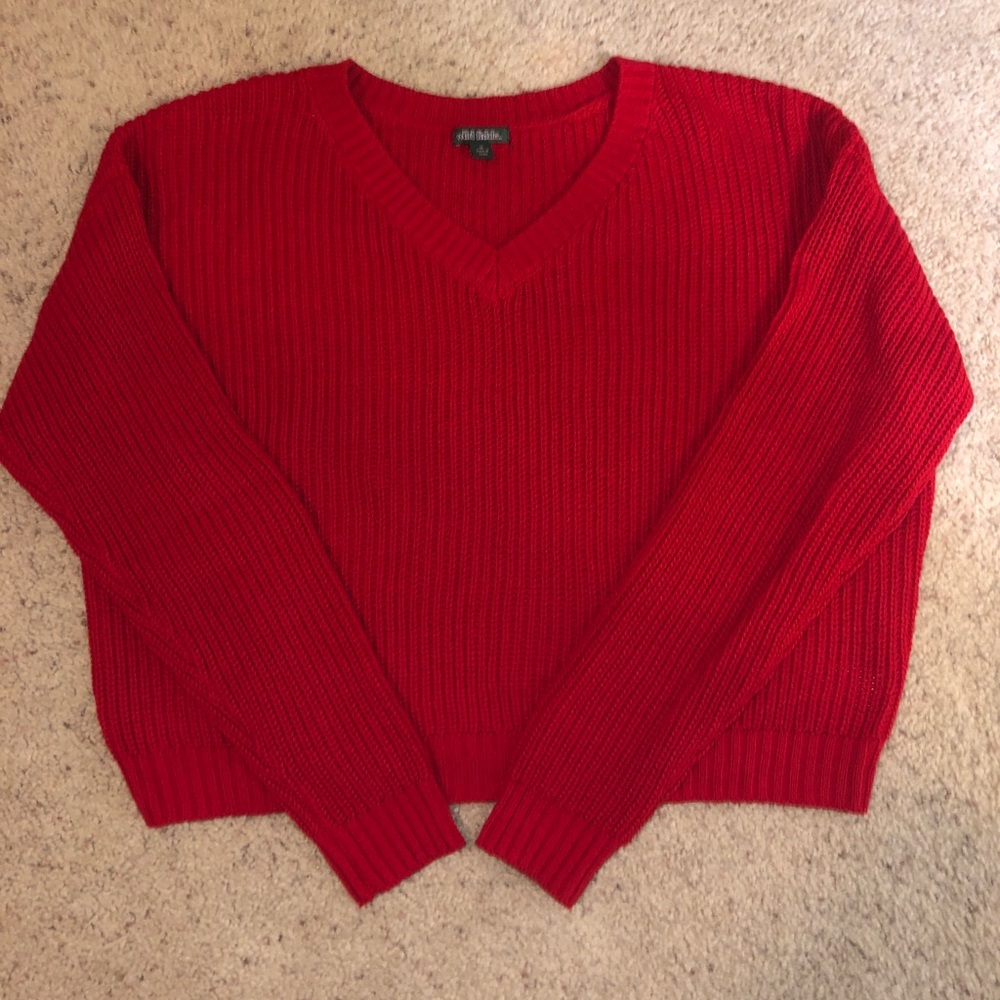 Red cropped sweater